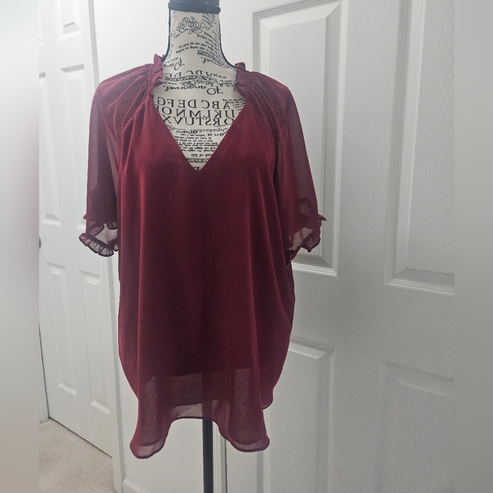 1. State Wine Red Blouse Size XXL